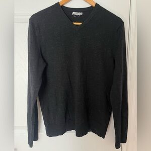 100% Merino Wool Dark Grey V-Neck Sweater